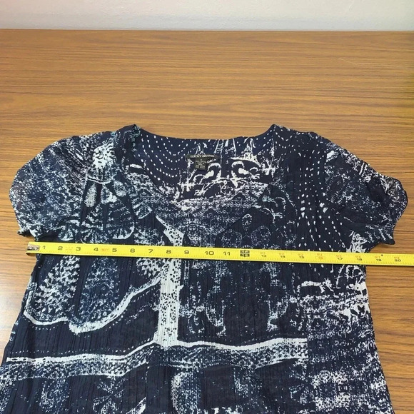 Lucky Brand Woman Small Blue White Short Sleeve Cotton Gauzy Beachy Travel k4 - Picture 7 of 8